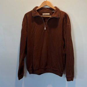 Men’s large Tommy Bahama quarter zip brown sweater